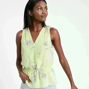 NWT: Banana Republic V Neck Peplum Sleeveless Blouse